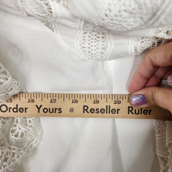 ULLA JOHNSON Blouse Womens 4 White Lily Lace Ruffle Boho Long Sleeve Cotton Top - Picture 14 of 16